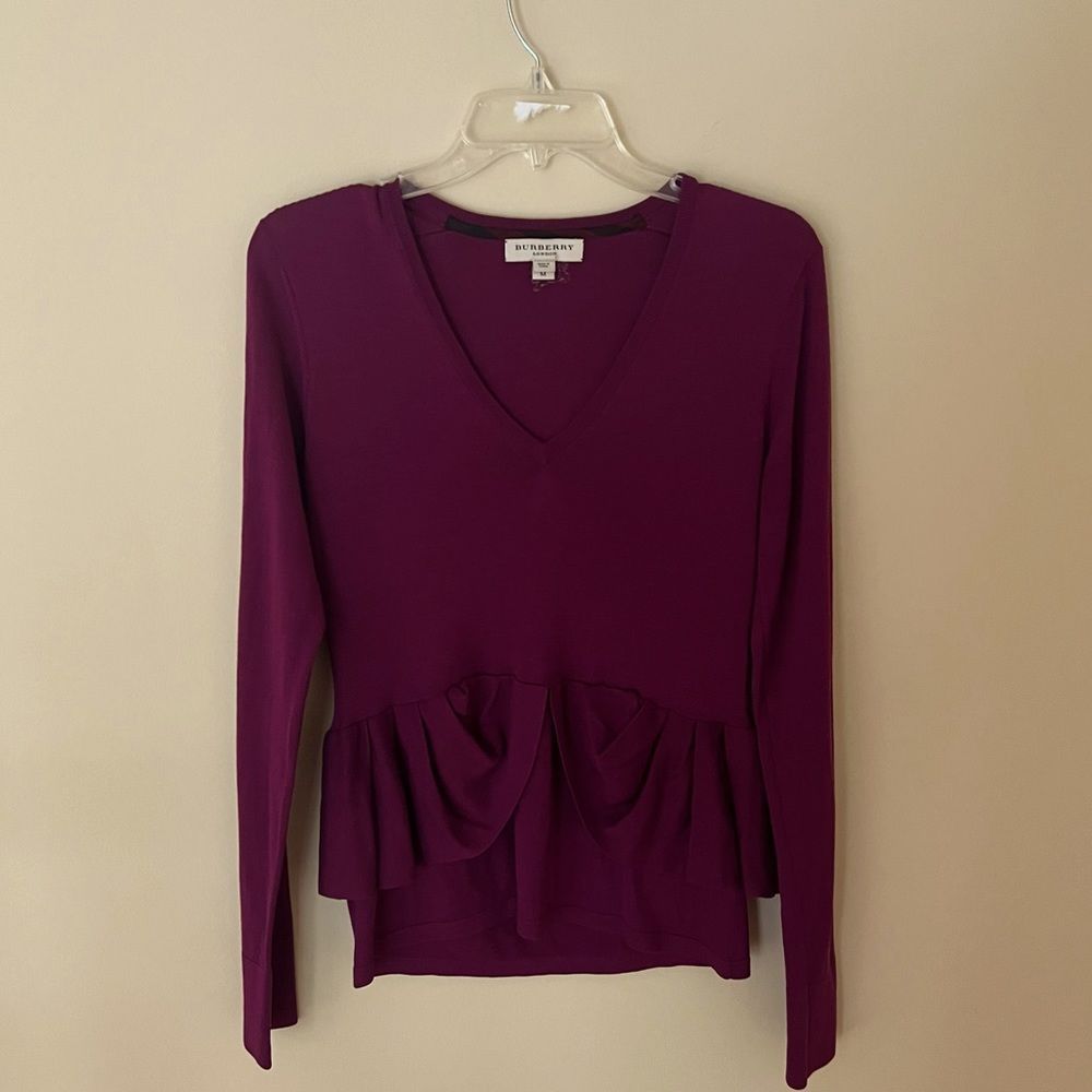 (New) Burberry London Silk (100%) Violet Top